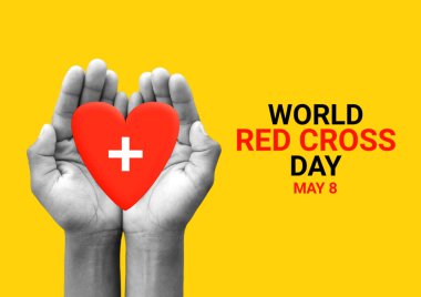 Dünya Kızılhaç Günü. 8 Mayıs. Tatil konsepti. Arkaplan, afiş, kart, yazılı poster şablonu. resimleme.