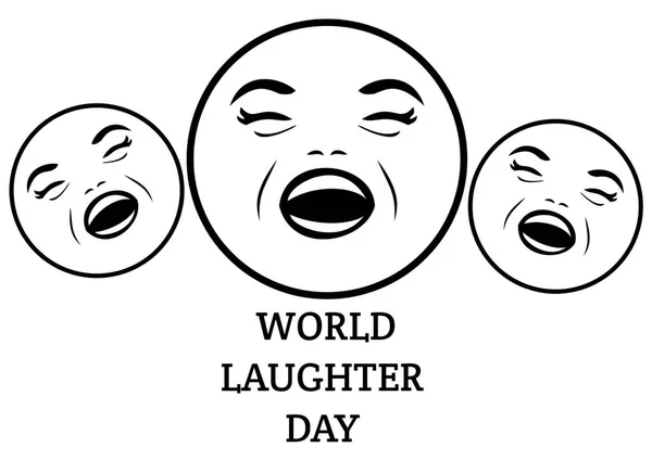 Światowy Dzień Śmiechu Czarno Biała Ilustracja Emotikonów Odizolowanych Białym Tle — Zdjęcie stockowe