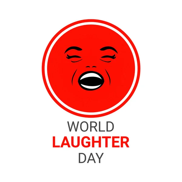 Światowy Dzień Śmiechu Ilustracja Czerwonej Emotikony Odizolowanej Białym Tle — Zdjęcie stockowe