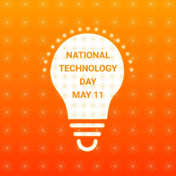 National Technology Day. Light bulb on orange background. Suitable for greeting card, poster and banner. illustration