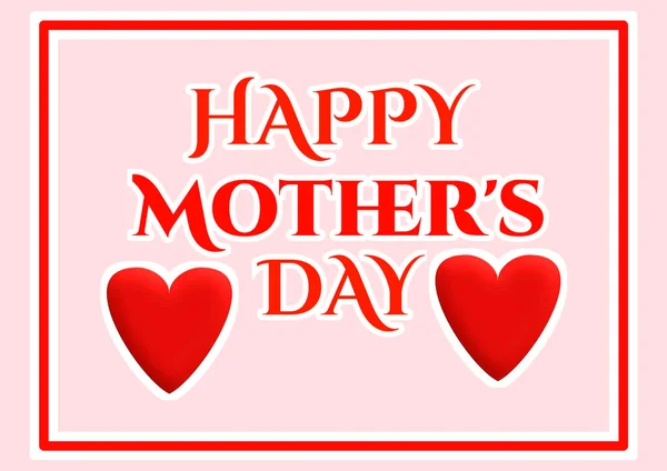 Stock image Happy Mother's Day greeting card. Red hearts on pink background. illustration