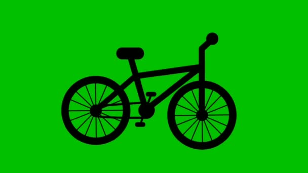 Animación Bicicleta Dibujos Animados Negro Una Pantalla Verde Bicicleta Icono — Vídeo de stock