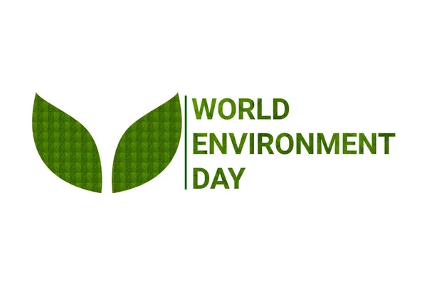 World Environment Day. Green leaf with text on white background. illustration.