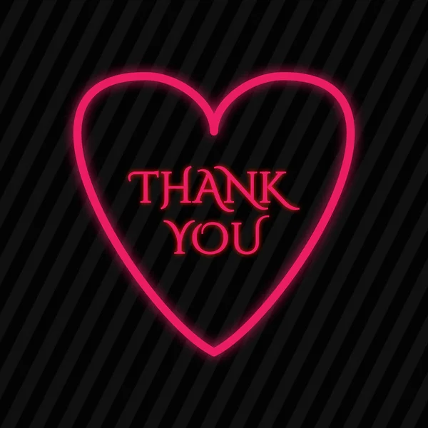 Thank You Text Neon Heart Template Background Banner Card Poster — Stock Photo, Image