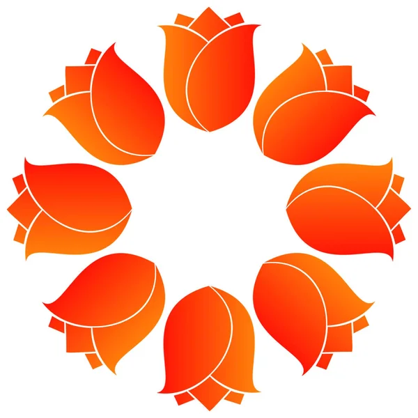 Ilustracja Koła Pomarańczowych Czerwonych Kwiatów Róż Element Projektu Logo Etykieta — Zdjęcie stockowe