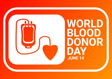 Dünya Kan Bağışı Günü illüstrasyonu. 14 Haziran. Tatil konsepti. Arkaplan, afiş, kart, metin yazımlı poster şablonu.