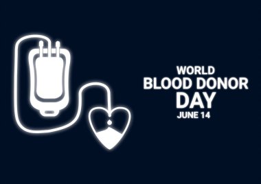 Dünya Kan Bağışı Günü. 24 Haziran. Tatil konsepti. Arkaplan, pankart, yazı illüstrasyonlu poster için şablon.