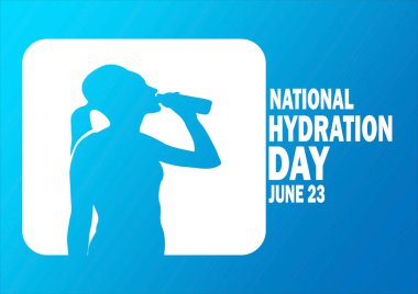 Ulusal Hidrasyon Günü. 23 Haziran. Tebrik kartı, poster ve afiş için uygun Vektör İllüstrasyonu