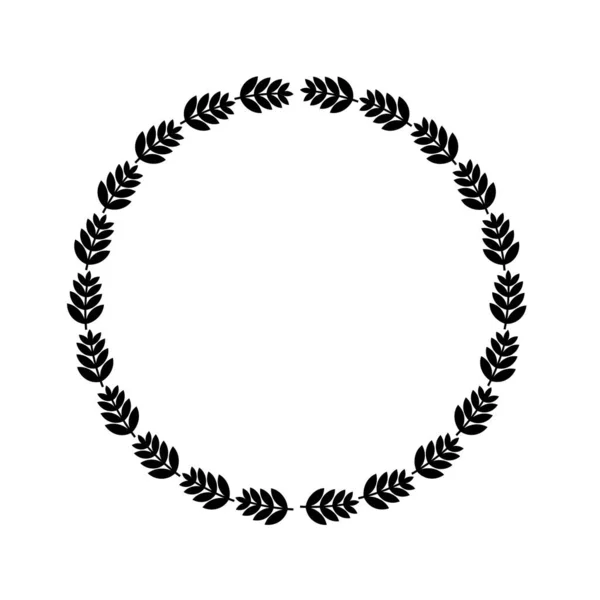 Черные Листья Круглый Кадр Значок Изолирован Белом Фоне Векторная Иллюстрация — стоковый вектор