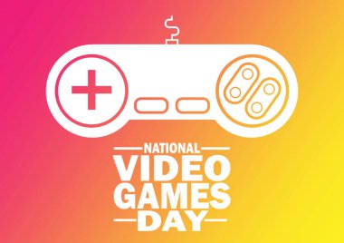 Ulusal Video Oyunları Günü Vektör İllüstrasyonu. Tebrik kartı, poster ve afiş için uygun