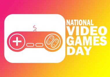 Ulusal Video Oyunları Günü Vektör Şablonu Tasarım İllüstrasyonu. Tebrik kartı, poster ve afiş için uygun