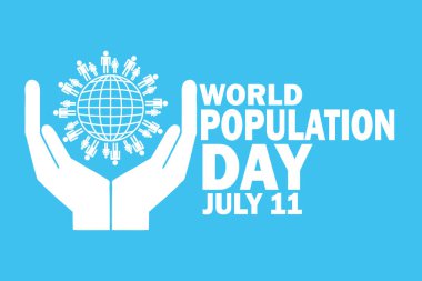 Dünya Nüfus Günü Vektör İllüstrasyonu. 11 Temmuz. Tebrik kartı, poster ve afiş için uygun