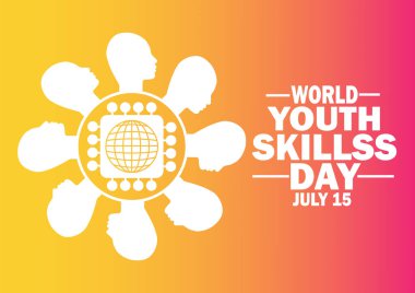 Dünya Gençlik Yetenekleri Günü. 15 Temmuz. Vektör çizimi. Tebrik kartı, poster ve afiş için uygun.