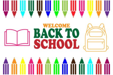Welcome back to school. Education concept. Set of colored pencils. Vector illustration clipart