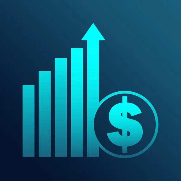 Gráfico Negocios Con Icono Crecimiento Del Dinero Aumento Progreso Marketing — Vector de stock