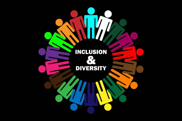 Personas Multicolores Círculo Alrededor Palabra Multicultural Inclusión Diversidad Ilustración Vectorial — Archivo Imágenes Vectoriales
