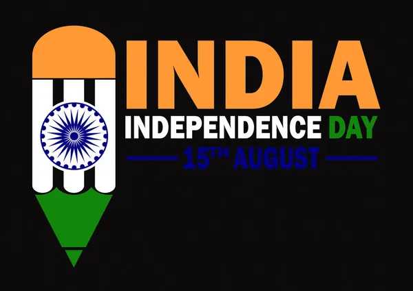 インド独立記念日 8月15日 のクリエイティブベクターイラスト インドの旗を掲げた鉛筆 サルート インド — ストックベクタ