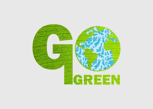 緑の葉でグリーンのコンセプトバックグリーン 緑の世界地図 白い背景に隔離された世界地図の緑の葉の形 世界地図 緑の惑星地球の日 ベクトルイラスト — ストックベクタ