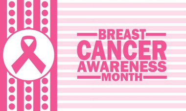 Meme Kanseri Farkındalığı Ay Vektörü illüstrasyonu. Tatil konsepti. Arkaplan, afiş, kart, metin yazımlı poster şablonu.