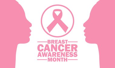 Meme Kanseri Farkındalığı Ayı. Tebrik kartı, poster ve afiş için uygun Vektör İllüstrasyonu