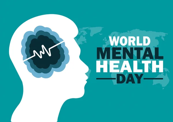 World mental health day Concept, Human head with Brain and mental health. Vector illustration Suitable for greeting card, poster and banner.