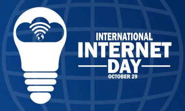 Uluslararası İnternet Günü Konsepti. 29 Ekim. Tatil konsepti. Arkaplan, afiş, kart, yazılı poster şablonu. Vektör EPS10 illüstrasyonu.