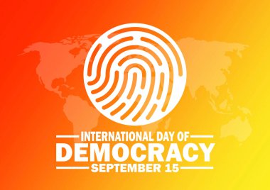 Uluslararası Demokrasi Günü. 15 Eylül. Tatil konsepti. Arkaplan, afiş, kart, yazılı poster şablonu. Vektör illüstrasyonu