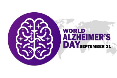Dünya Alzheimer Günü. 21 Eylül. Vektör çizimi. Tebrik kartı, poster ve afiş için uygun