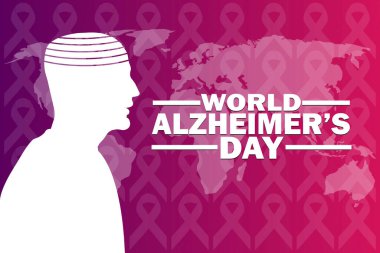 Dünya Alzheimer Günü 'nün 21 Eylül' de izlenen vektör illüstrasyonu. Tebrik kartı, poster ve afiş için uygun