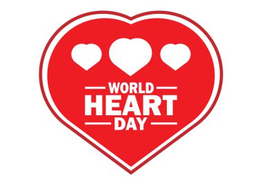 Dünya Kalp Günü Vektör İllüstrasyonu. Tebrik kartı, poster ve afiş için uygun