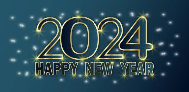 2024 Mutlu Yeni Yıl Tasarımı, Kutlama Kartı Mutlu Dekoratif ve Kutlama Temsilcisi İllüstrasyonları