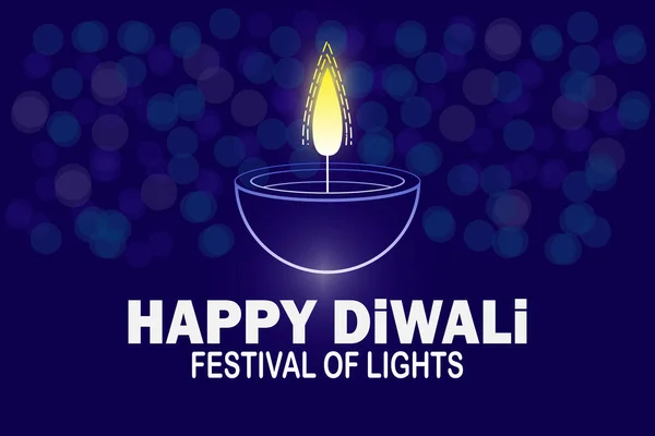 Happy Diwali Festival Lights Greeting Card Vector Illustration — Stock Vector