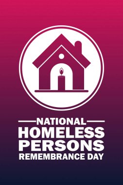 Ulusal Evsiz İnsanlar Anma Günü Vektörü illüstrasyonu. Tebrik kartı, poster ve afiş için uygun
