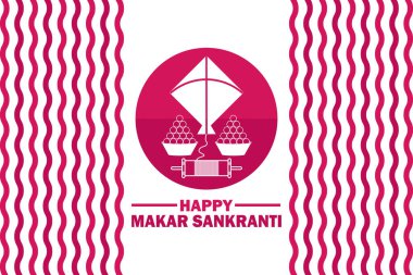 Mutlu Makar Sankranti. Hint festivalleri konsepti. Vektör çizimi. Tebrik kartı, poster ve afiş için uygun.