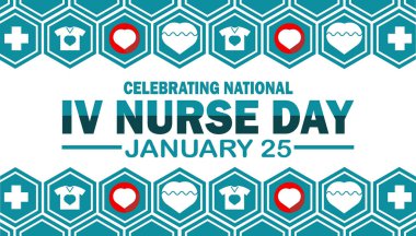 Ulusal Hemşire Günü 'nü kutluyoruz. 25 Ocak. Tatil konsepti. Arkaplan, afiş, kart, yazılı poster şablonu. Vektör illüstrasyonu