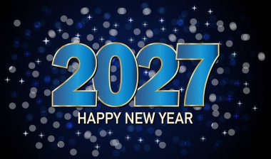 Mutlu yıllar 2027. Tebrik kartı tasarımı. Vektör illüstrasyonu.