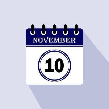 Icon calendar day - 10 November. 10th days of the month, vector illustration. clipart