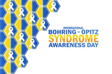 Uluslararası Bohring Opitz Sendromu Farkındalık Günü duvar kâğıdı şekilleri ve tipografisi. Uluslararası Bohring Opitz Sendromu Bilinç Günü, arkaplan