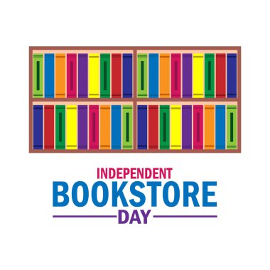 Bağımsız Kitapçı Günü. Tatil konsepti. Arkaplan, afiş, kart, metin yazımlı poster şablonu