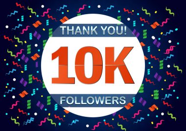 Teşekkürler 10 bin takipçi. Sosyal medya paylaşımı için uygun arka plan şablonu.