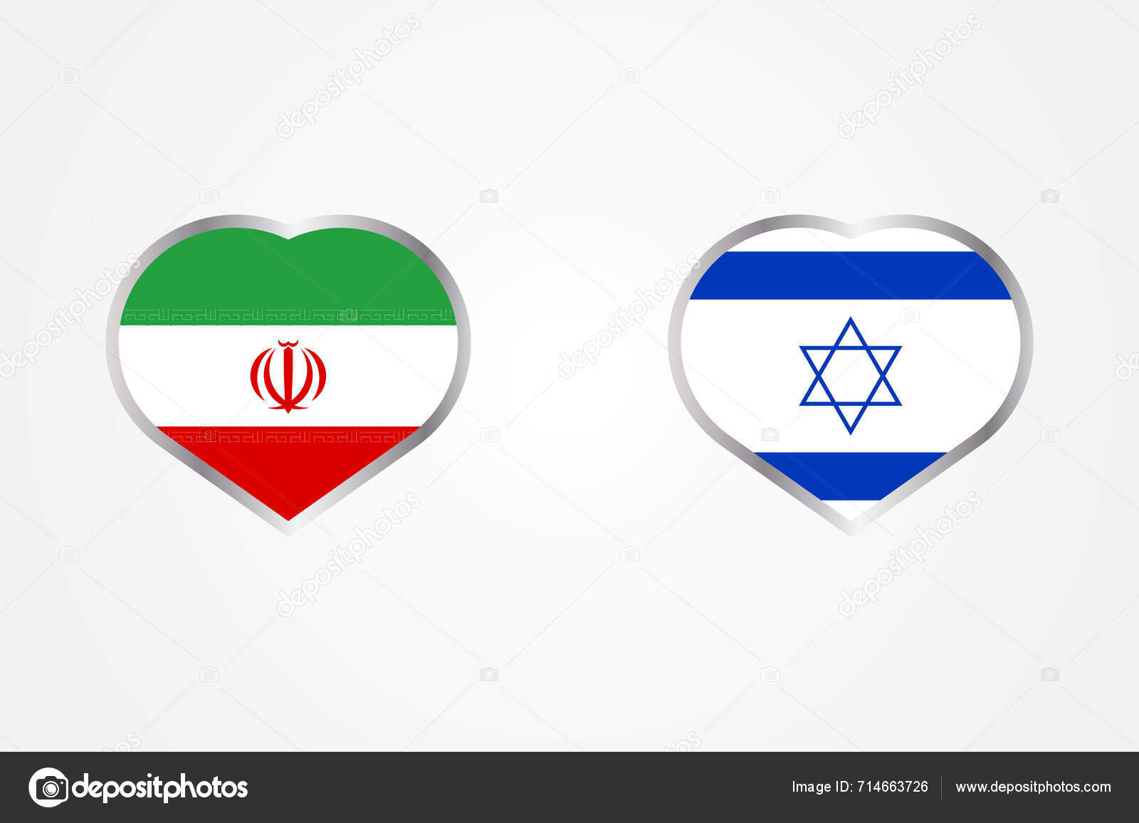 Iran Israel War Israel Iran Hearts Concept Flags Iran Israel Stock
