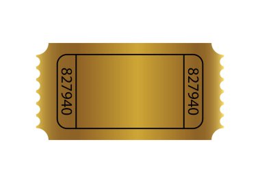 Beyaz arka planda boş altın bilet ikonu. vektör illüstrasyonu