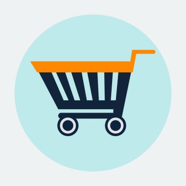 Alışveriş arabası ikonu. Düz tasarım biçimi 10 vektör illüstrasyonuna sahip