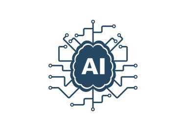 Yapay zeka yapay zeka işlemci yongası simge logo tasarım elementi. Yapay Zeka Logo Şablonu