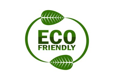 Çevre dostu, Vektör Resimli Yeşil Rozet. Ekoloji Konsepti.