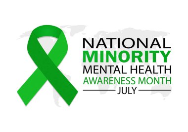 Ulusal Azınlık Akıl Sağlığı Bilinci Temmuz 'da. Tatil konsepti. Arkaplan, afiş, kart, yazılı poster şablonu. Vektör illüstrasyonu