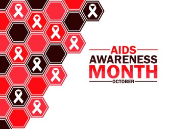 Aids Farkındalık Ayı Ekim ayında şekilleri ve tipografisi, afişi, kartı, posteri, şablonu olan bir duvar kağıdı. Aids Farkındalık Ayı Ekim, özgeçmiş
