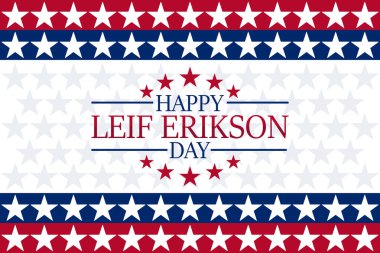 Leif Erikson Günü Vektör illüstrasyonunuz kutlu olsun. Tatil konsepti. Arkaplan, afiş, kart, metin yazımlı poster şablonu.