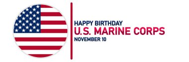 Mutlu yıllar Amerikan Deniz Piyadeleri. 10 Kasım. Tebrik kartı, poster ve afiş için uygun. Modern resimleme.