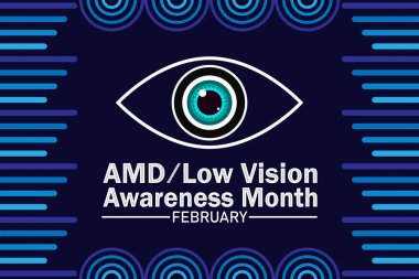 AMD Low Vision Awareness Month Vector illustration. February. Suitable for greeting card, poster and banner. clipart